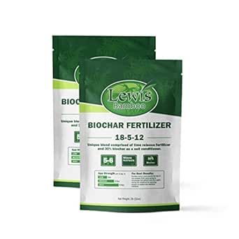 Lewis Bamboo - Biochar Fertilizer 18-5-12 (32oz Bag - 2 PACK) - Time Release Fertilizer with Biochar