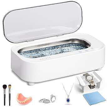 Ultrasonic Jewelry Cleaner Machine - 48Khz Silver Cleaner, Ultrasonic Cleaner Machine for Eye Glasses, Ring, Earring, Necklaces, Watch Strap, Makeup Brush, 304 Stainless Steel Tank with 12OZ
