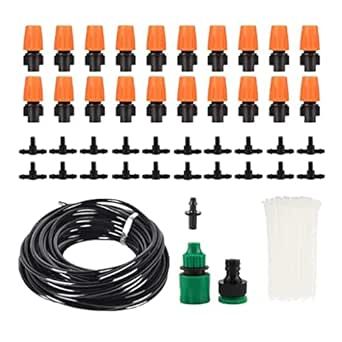MMLLZEL Mist Cooling Automatic Irrigation System Micro Spray Drip Irrigation Kit Garden Watering System Fog Nozzles Kit (Color : D, Size : 15M)
