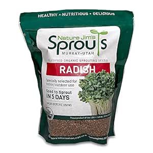 Nature Jims Radish Sprout Seeds – 16 Ounce Organic Sprouting Seeds – Non-GMO Premium Radish Seeds – Resealable Bag for Longer Freshness – Rich in Vitamins, Minerals, Fiber