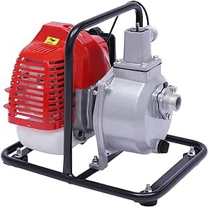 HuaShuani 2 HP 1 Inch Gas Powered Water Pump, Single Cylinder Gasoline Engine Water Transfer Pump, Portable High Pressure Irrigation Pump, Suitable for Household Garden lawn Crop Irrigation