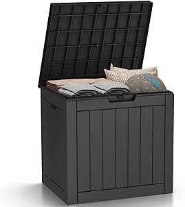 DARTO Deck Boxes, 31 Gallon Outdoor Storage Box for Patio Cushion, Sports Equipment, Garden Tools, Pool Supplies, Waterproof and UV Resistant, Lockable (Black)