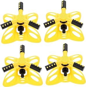 Yardwe 4pcs 360 Tool Gardening Autorotation °Automatic for Watering Rotating Sprinklers Automatic Water Degree Yellow Lawn Outdoor System Sprayer Garden Rotary Equipment Yards Area