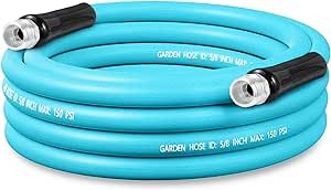 Famyards Garden Hose 25FT, 5/8'' Water Hose Drinking Water Safe Lead-free, No Kink and Leak Garden Hose For RV, Trailer and Camping, Blue