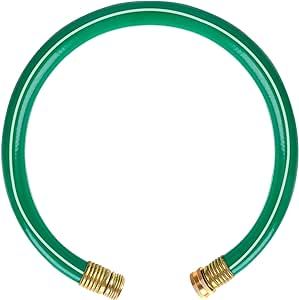 Worth Garden Short Hose 5/8 in. x 3 ft. No leak, Durable and Lightweight Green PVC Garden Water Hose with Solid Aluminum Hose Fittings, Male to Female Fittings, 8 YEARS WARRANTY