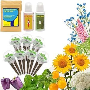 inbloom Garden Medley Collection Seed Pod kit for inbloom 5 Pods and Mufga Hydroponics Garden, Hydroponics Seeds kit with Grow Sponge & Grow Basket & AB Food & 7 Type of Seed(7-Pods)