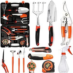Scuddles Gardening Tools- 12 Gardening Hand Tools Included Shears, Tree Ties, Weeder, Rake, Shovel, Trowel, Sprayer, Gardening Gift for Men