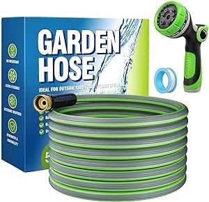 Expandable Garden Hose Water Pipe - Flexible Water Hose with 7 Function Spray Nozzle, 3/4 inch Solid Brass Fittings Durable Lightweight Garden Hoses for Gardening Lawn Car Pet Washing, 50FT