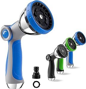 LOKIMSI Garden Hose Nozzle Sprayer,Features 10 Spray Patterns, Thumb Control, On Off Valve for Easy Water Control,Best for Watering Plants,Lawn& Garden,Washing Cars,Cleaning,Showering Pets
