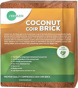 Premium Coco Coir Brick - 11 Pound / 5KG Coconut Coir - 100% Organic and Eco-Friendly - OMRI Listed - Natural Compressed Growing Medium - Potting Soil Substrate for Gardens, Seeds and Plants