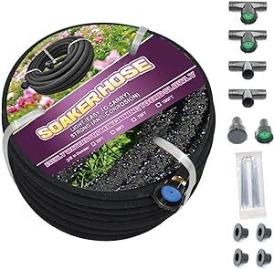 Garden Soaker Hose - Soaker Hose 25 FT/50FT/100FT with 3/8’’ Diameter Interface- Saves 70% water Great for gardens/Flower beds/Seedling (75FT)