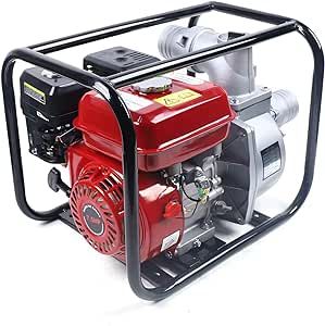LINISHOP 7.5HP 3" Heavy Duty Gas Powered Water Transfer Pump High Pressure Garden Agricultural Irrigation Pump 3000W 60 M?/H Aluminum New (Red)