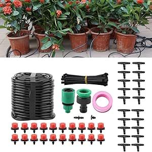 20m Micro Drip Irrigation System Automatic Watering System Kit for Planting Garden Automatic Lawn Drip Irrigation Kits (EU Plug)