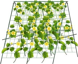 48 x 48Inch Foldable A-Frame Cucumber Trellis for Raised Bed Garden Vegetable Grow Supports, Garden Trellis for Climbing Plants Outdoor for Tomato/Squash/Zucchini