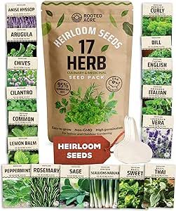 17 Herb Culinary Seed Vault - 5200+ Herbs Seeds for Planting Indoor or Outdoor Garden - Heirloom, Non GMO | Hydroponic Herb Garden Seeds with High Germination | Cilantro, Mint, Chives, Basil, Parsley