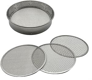 Soil Sifter Set with 3 Sieve Meshes for Rock Sifter and Sand Sifter-Made of Stainless Steel