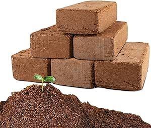 Anothera 13.8 Gallons Coco Coir Brick for Plants- 6 Pack Premium 100% Organic Peat Moss Mix with Low EC & pH Balance, Fiber Coconut Husk for Planting, Gardening, Potting Soil Substrate(8.4 Pounds)
