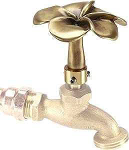 Festive Faucets - Large Plumeria Decorative Outdoor Faucet Handle with Patented Universal Adapter - Brass - Faucet not Included