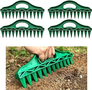 MTOEZKAE Dibbler Garden Tool with 12 Holes, Plant Seed Soil Digger for Fast Seeding, Waterproof, Durable PP Material(4Pack,Green)