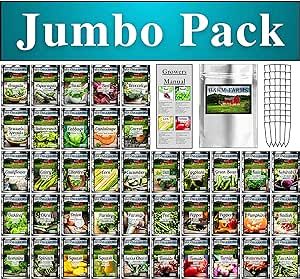 40 Vegetable & Fruit Seeds for Planting Your Outdoor & Indoor Home Seed Garden Gear. 32,700 Seeds, 40 Seed Markers, Growing Guide, & Survival Package. Gardening Heirloom Non-GMO Veggie Seed B&KM Farms