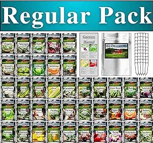 40 Vegetable & Fruit Seeds for Planting Your Outdoor & Indoor Home Seed Garden Gear. 10,900 Seeds, 40 Seed Markers, Growing Guide, & Survival Package. Gardening Heirloom Non-GMO Veggie Seed B&KM Farms